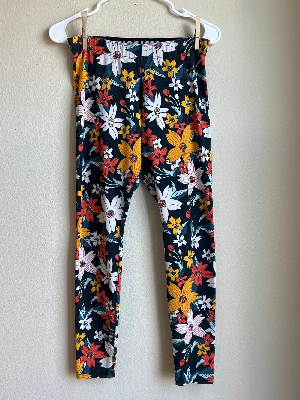 Nike Just Do It Floral Print Leggings Black Multicolor Athletic Pants Medium